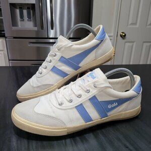 Gola Badminton Sneakers Off White/Blue CLA548 Men's Size 10 Canvas Shoes
